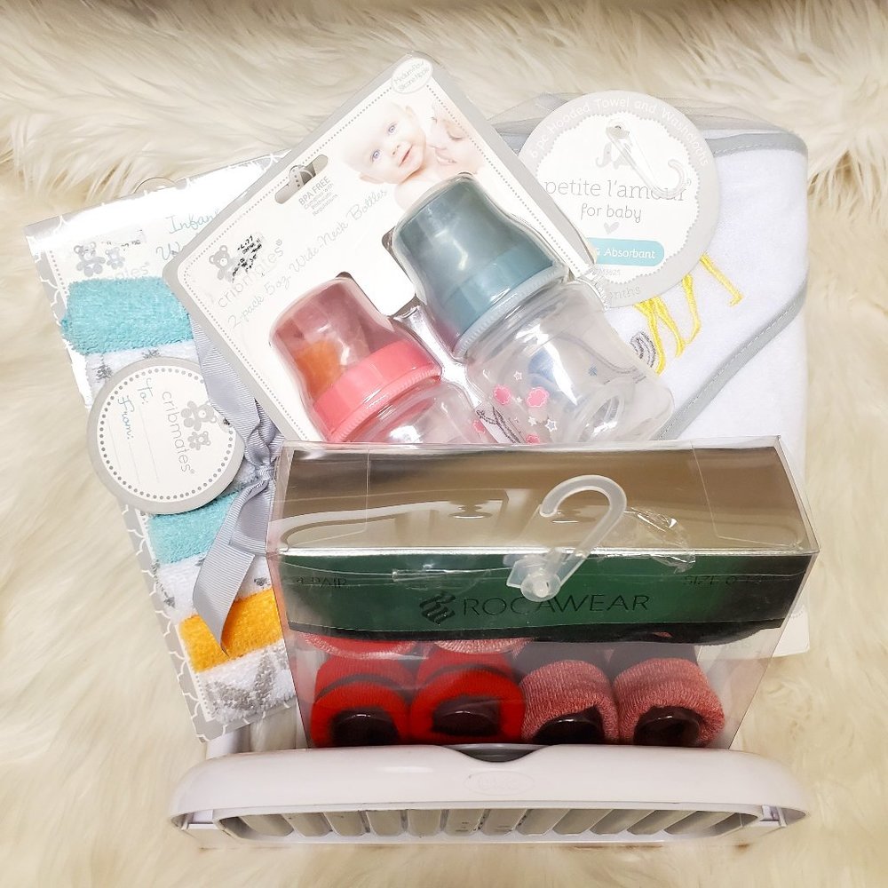 Baby Bundle - Drying Rack, Infant Botties & Bottles, Hooded Towel & Washcloths